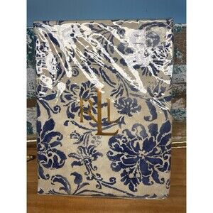 Ralph Lauren Home BLUFF POINT Tablecloth Blue/Tan Floral 60x104 New In Packaging
